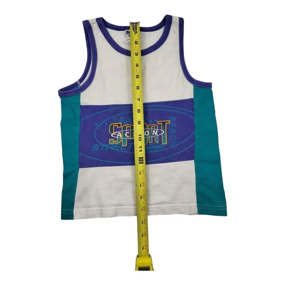 Vintage 90s OshKosh Action Sports Tank Top Kids Sz 6 Made In USA